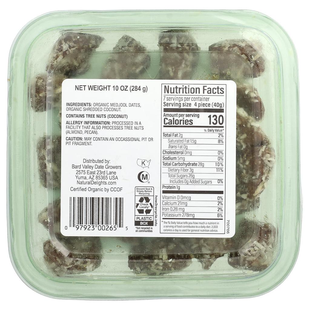 Natural Delights Organic Mini Medjools, Coconut, 10 oz (284 g)