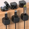 6-Pack Magnetic Cable Organizers, Plastic Cable Management Clips, No-Trace Self-Adhesive Desk & Car Cable Ties, Multi-Port Data Line Holder
