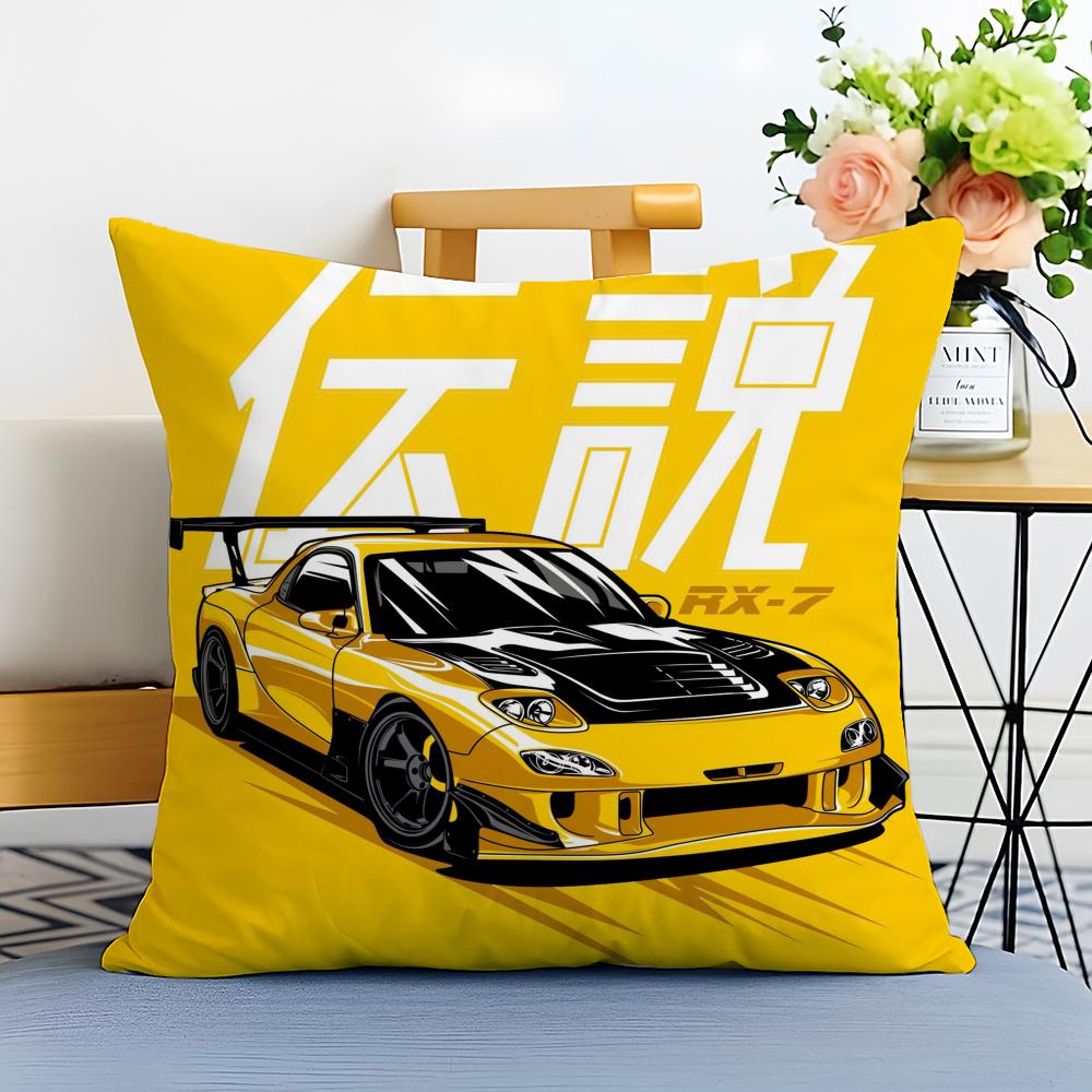 sports car illustration Cushion Cover Washable Linen comfort Soft for Sofa Bed Cozy Home Room Decor