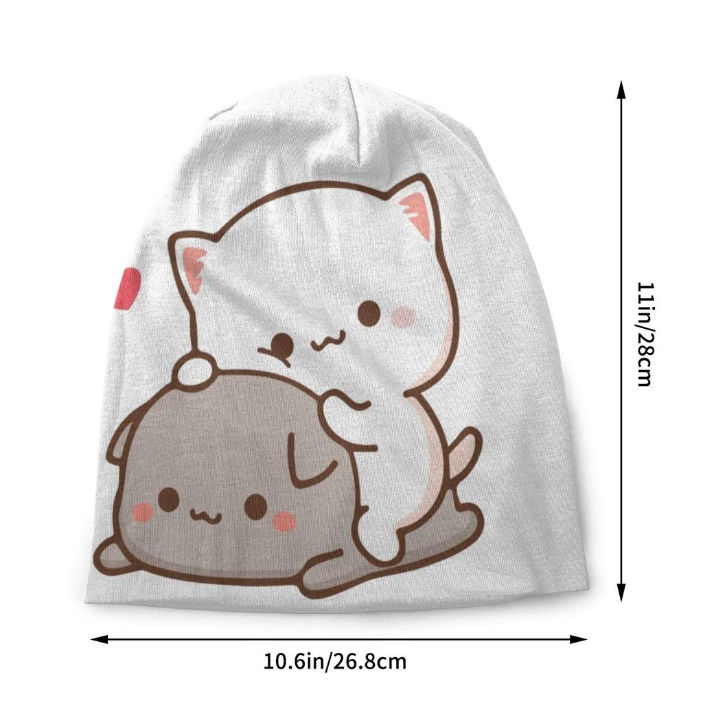 Женская шапка-бини с напуском персикового цвета на заказ, унисекс, милые моти, кот, хиппи, вязаные шапочки Skullies, шапка для уличных лыж