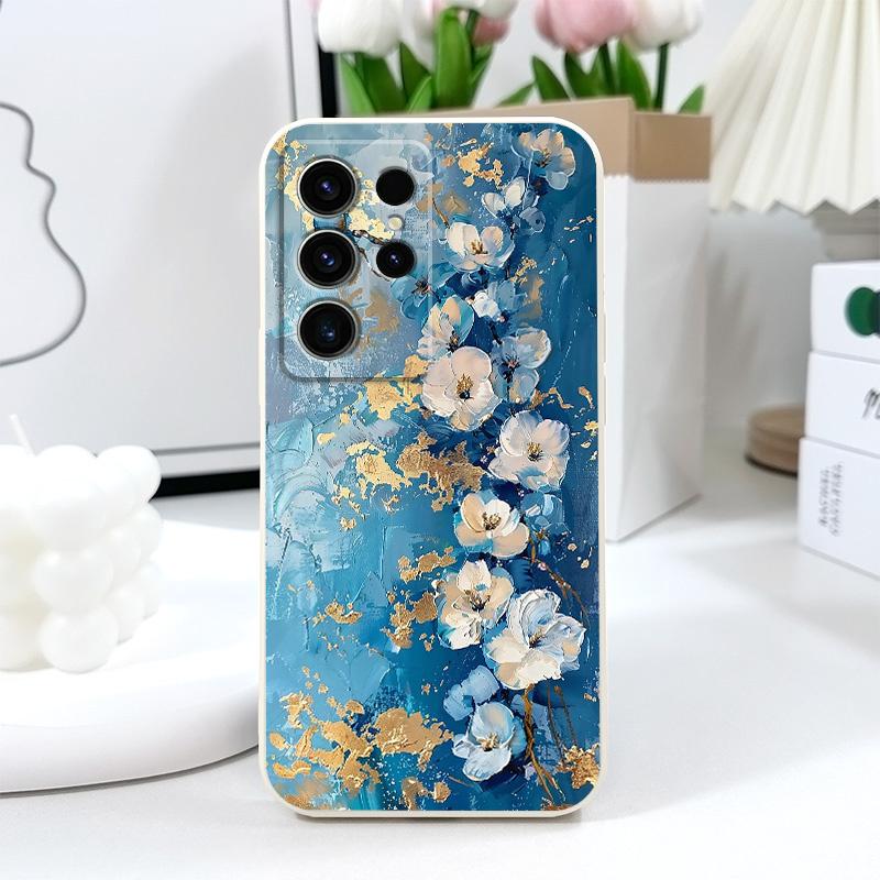 Чехол для телефона 'Цветок с золотым листом' для Samsung Galaxy S25 FE S24 S23 S22 S21 S20 S10 S10E Ultra Plus FE Note 20 Ultra Plus