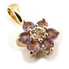 [K1352] - Gold Plated 'Crystal Flower' Amethyst Pendant