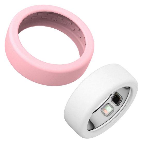 Smart Ring Cover 2 Pcs Silicone Protector for Oura Ring5, Ultra-Thin Sleeve, Durable Protection Scratch Resistant Waterproof All Round Daily Women Men