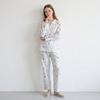 100% Cotton Lightweight Lounge Set Women Long Sleeve Turn-Down Collar Pajamas Sleepwear Outfit Fall