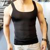 Summer Men Sleeveless Semi-Sheer Stretch Skinny Tank Tops Gym Underwear