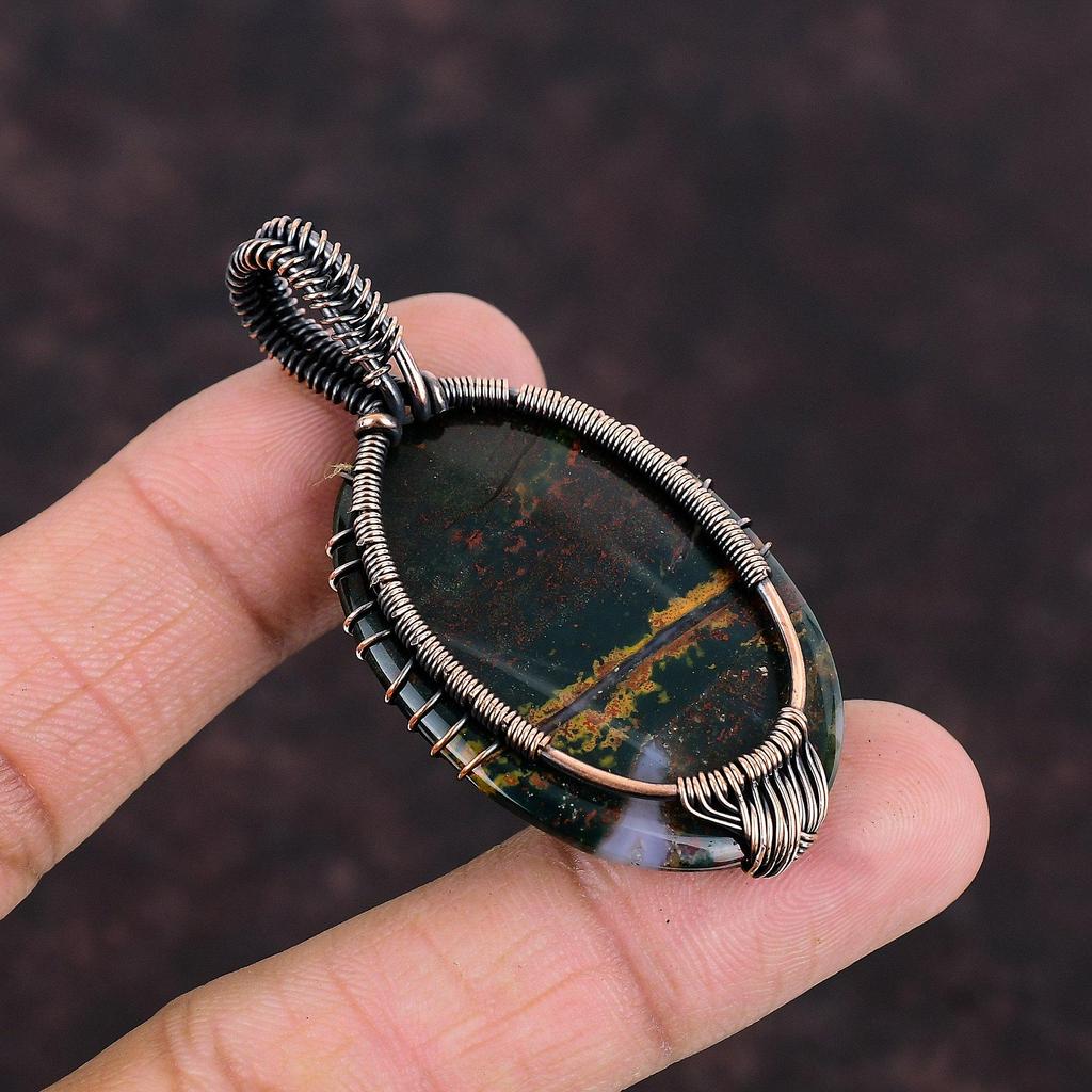 Древо жизни кулон из кровавого камня драгоценный камень медная бижутерия проволочная обернутая подвеска ручная работа Древо жизни ювелирные изделия для подарка медная подвеска