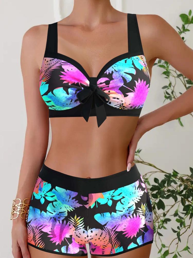 Summer Colorful Printed Sexy Swimwear Bikini Swimsuit Beachwear Ladies Low Waisted Swimwear Women's Swimwear Swim Trunks S-5XL