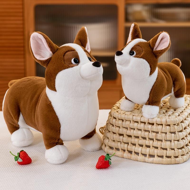 Corgi Stuffed Animal Lovely Plush Toy For Kids Cute Cartoon Teddy Bear Brown 23cm Height