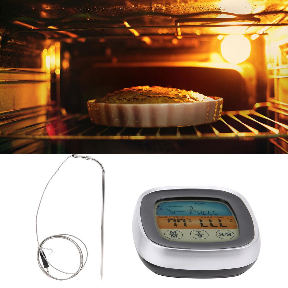 Термометр для мяса с цифровым дисплеем и сенсорным экраном, кухонный таймер, вилка для барбекю, приготовления пищи на гриле