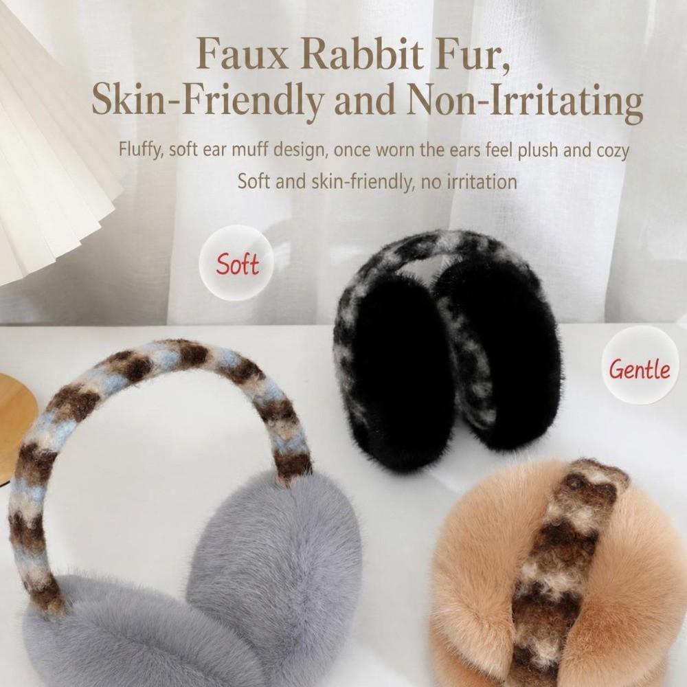 Windproof Foldable Ear Warmers Leopard Print Plush Ear Muffs Cold Weather Protection