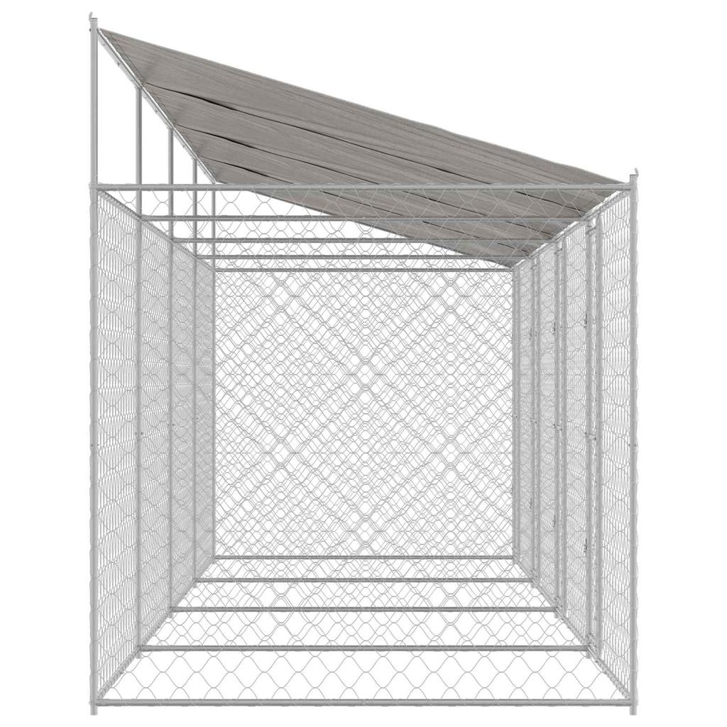 Dog Kennel with Roof Silver 800 x 200 x 256 cm Steel and PE