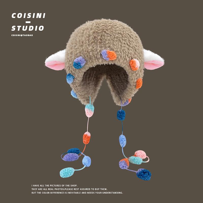 Милые медвежьи ушки Тедди флис вязаный разноцветный пуловер шапка для женщин зимние теплые защитные наушники Able Straps шапки-бомберы