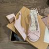 Bow Women Heeled Sandals Platform Loafers Shoes Woman Slingback 2025 Trend Dress Shallow Summer Pumps Soft Leather Sandalias