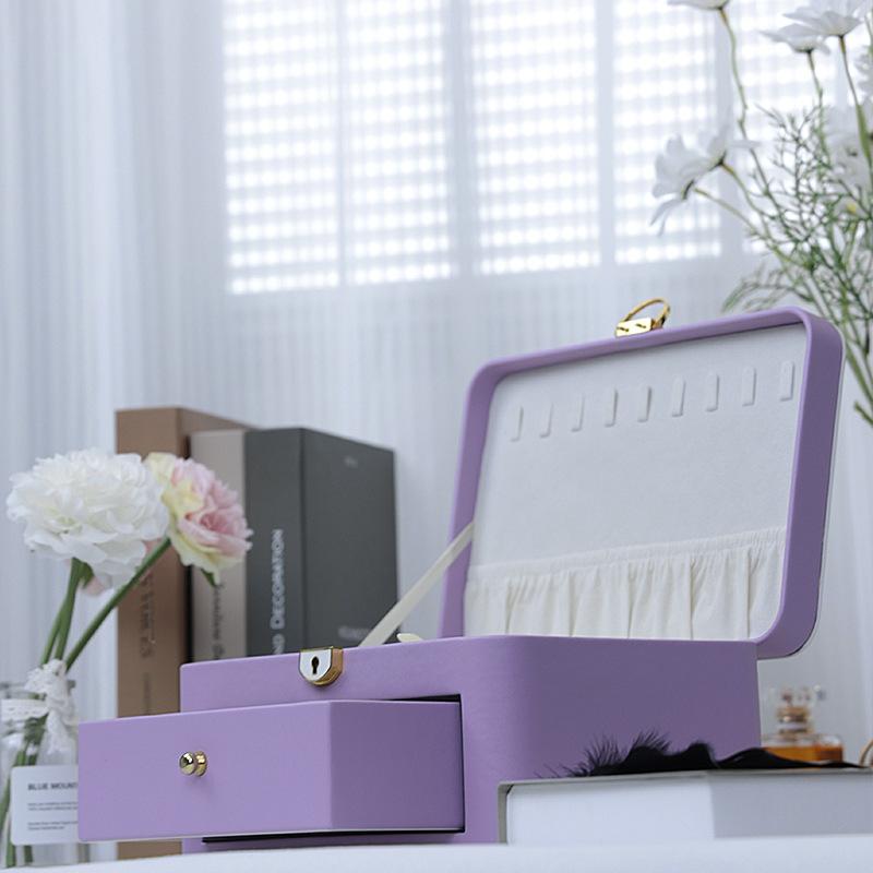 Leather Jewelry Organizer Box Multi-cell with Lock Sunglasses Watch Necklace Bracelet Ring Earring Storage Display Boxes