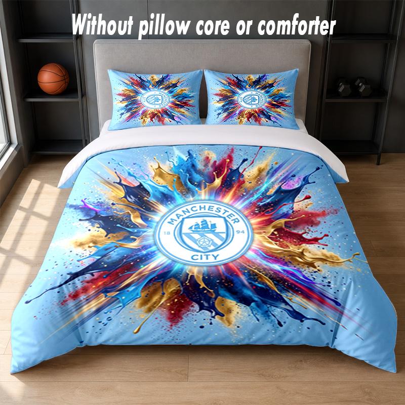 Manchester City Design Bed Bedding Set 1 Duvet Cover + 2 Pillowcases Soft Breathable Household Bed Linens