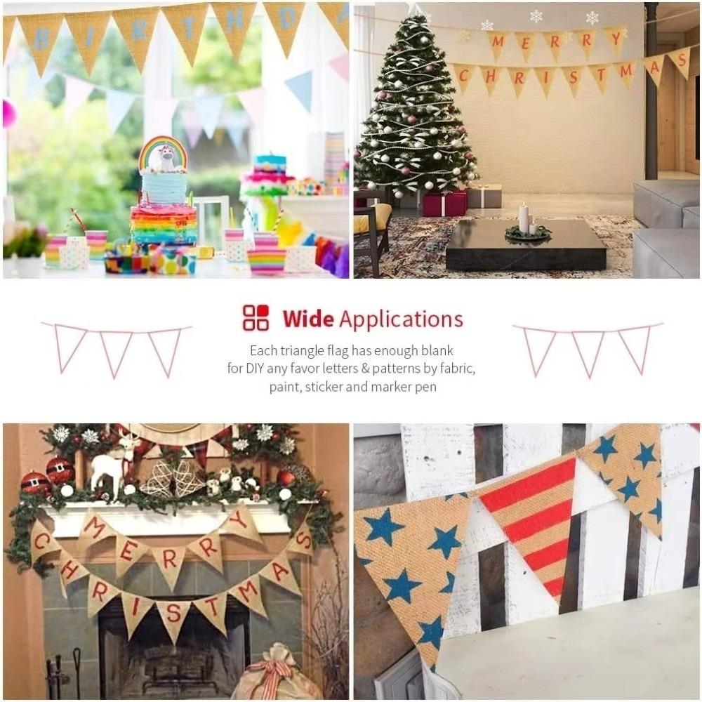 4.3M Length Jute Hessian Flag Garland Triangular Shape Triangular Bunting Garland Birthday Party
