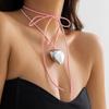 Gift Simple Wax Thread Necklace Heart Pendant Heart Shaped Necklace Neck Jewelry