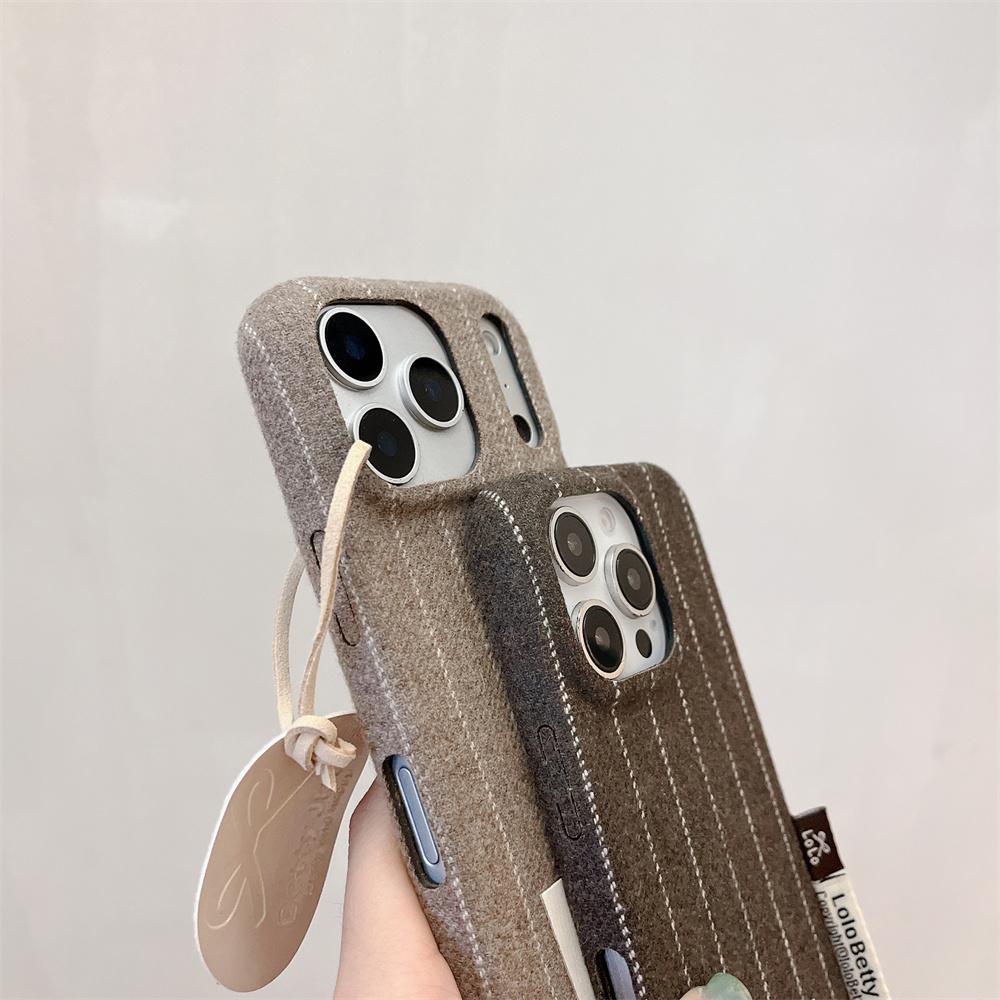 Корея ISN простой полосатый плюшевый чехол для телефона для iPhone 17 16 Pro 15 14 Pro Max 13 Чехол с ремешком Модная защита Funda Case
