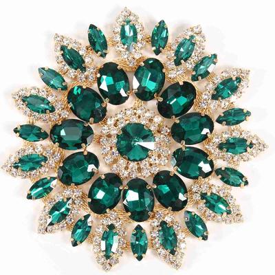 Хрустальные стеклянные стразы украшения своими руками одежда женские аксессуары 11 см(Зелёная Золотая База)