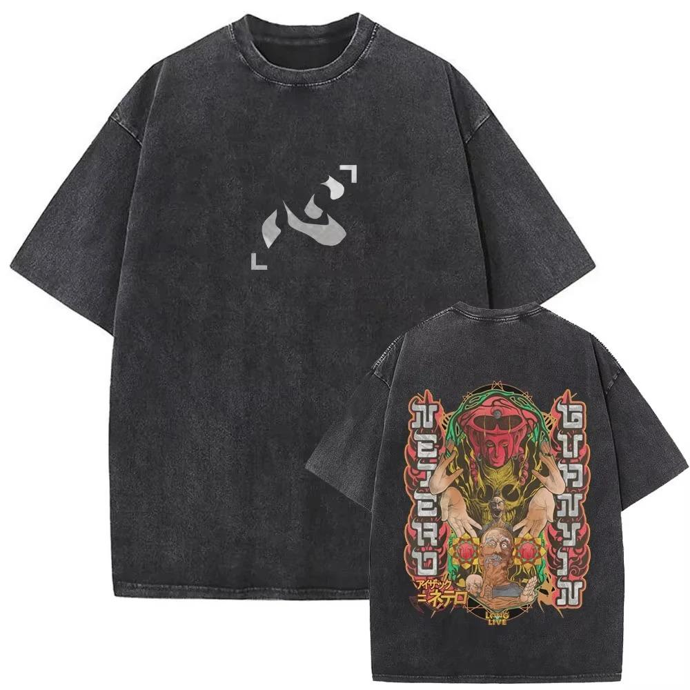 Винтажная стираная оверсайз футболка с коротким рукавом, featuring Group Art Основных Персонажей Hunter x Hunter, Логотипом Сериала и Графическим Принтом с Японским Названием