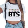 Женский топ с коротким рукавом K-pop BTS Bangtan Boys с милым рисунком, идеально подходит для лета