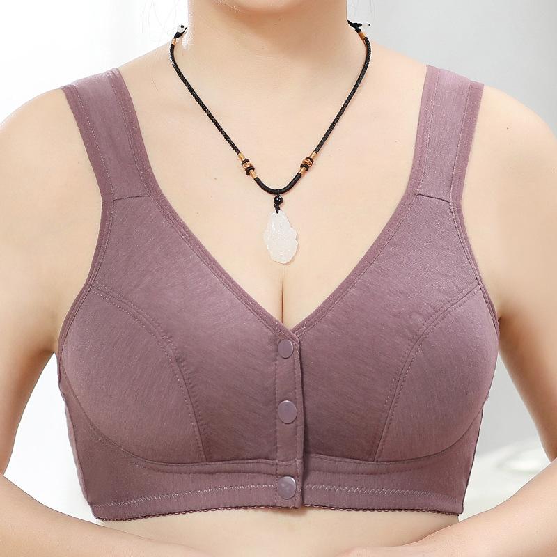 New No Steel Ring Front Buckle Underwear Women's Simple Soft Cotton Vest Large Size Bra Straight Hair