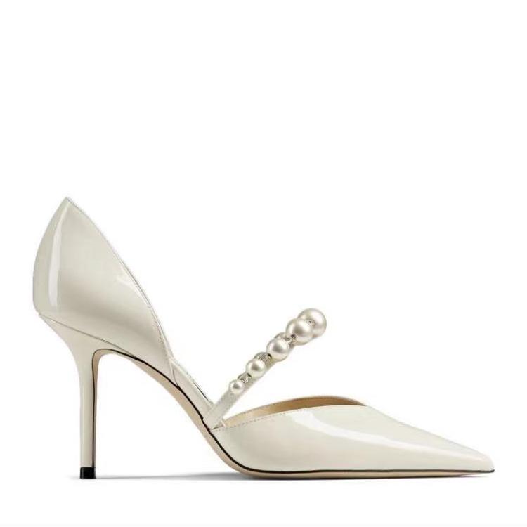 Модные туфли-лодочки в стиле звезд, роскошные, с жемчугом и стразами, из лакированной кожи, с острым носком, на высоком каблуке, для женщин, женская обувь для вечеринок и свадеб