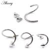 Alisouy 2PCS S-shaped Pointed Cone Spike Stainess Steel Eyebrow Curved Lip Rings Snug Daith Helix Earrings Piercing Body Jewelry