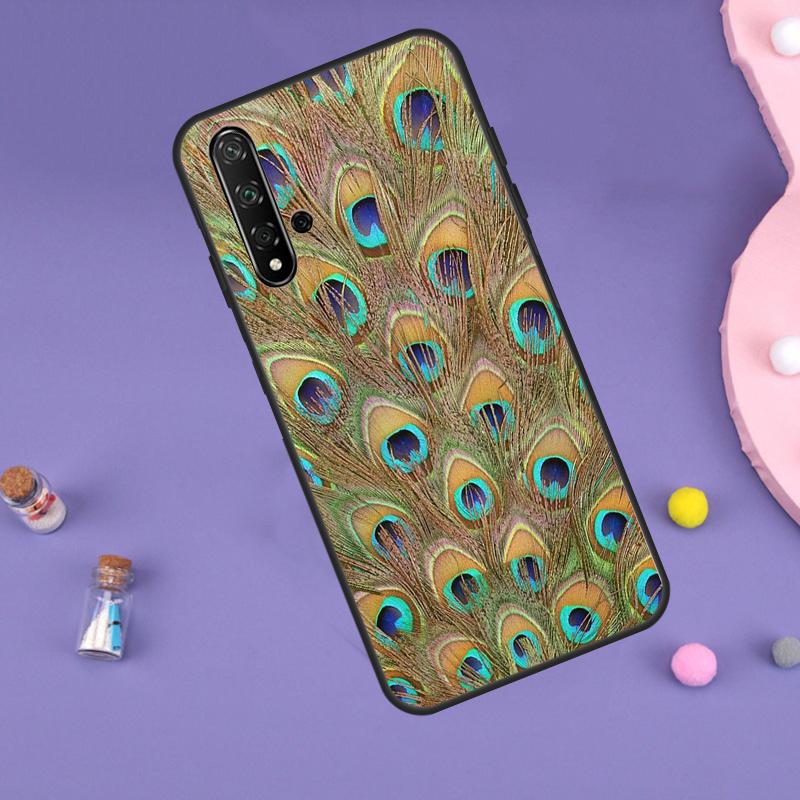 Чехол с изображением перьев павлина для Huawei P30 P20 P40 Lite Nova 5T 11i 8i 3i 9 10 SE 11 Pro Y90 Y70 Y61 Y60 Y91