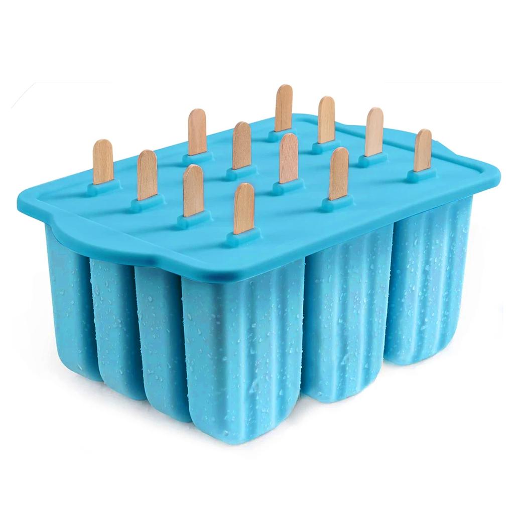 Leeseph Popsicles Mold, Reusable Easy-Release Silicone Homemade Maker Ice Pop Mold Trays with 50 Popsicle Sticks, Summer Gifts