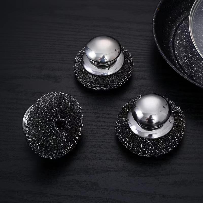 Кухонная щетка для кастрюль из нержавеющей стали с ручками, проволочный шарик для мытья посуды, прочный металлический скребок, инструмент для чистки домашних кастрюль и сковородок