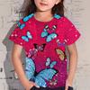 Девочки мультяшная футболка с коротким рукавом лето детские топы с принтом в виде бабочек удобные и повседневные