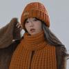 2Pcs Windproof Knitted Hat Scarf Korean Style Warm Scarf Trendy Neck Guard Hat Set Outdoor