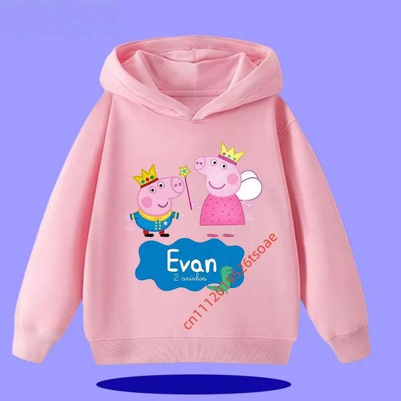 Peppa Pig Children's Hooded Sweatshirt 2026 New Style Cartoon Print Boys' Sport Shirt Girls' Casual Shirt