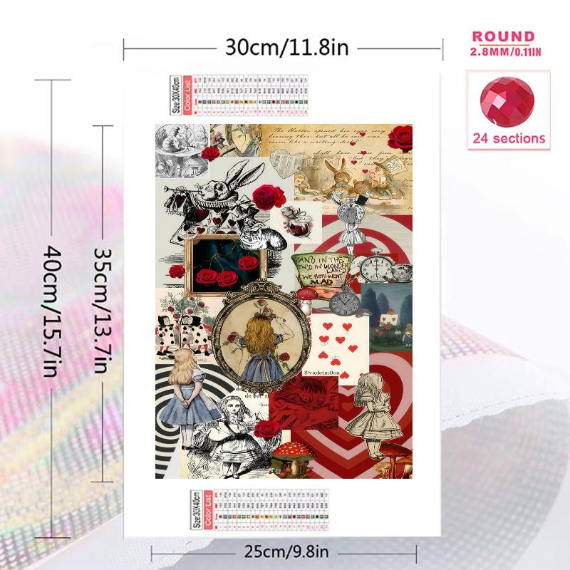 Alice Wonderland Tale.6 100% Round Full Drill 5D DIY Diamond Painting Embroidery Cross Stitch Rhinestone Décor