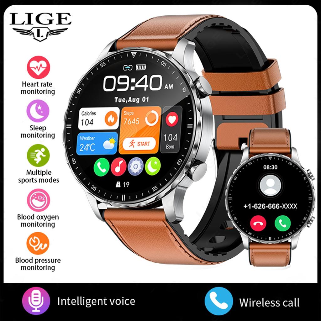 LIGE Новые умные часы мужские Bluetooth звонки обнаружение сердечного ритма спортивные водонепроницаемые умные часы