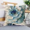 Watercolor Flower Bird Throw Pillow Cover Cotton Linen Square Cushion Case Non-Fading Machine Washable Replaceable Design Pillowcase for Home Couch