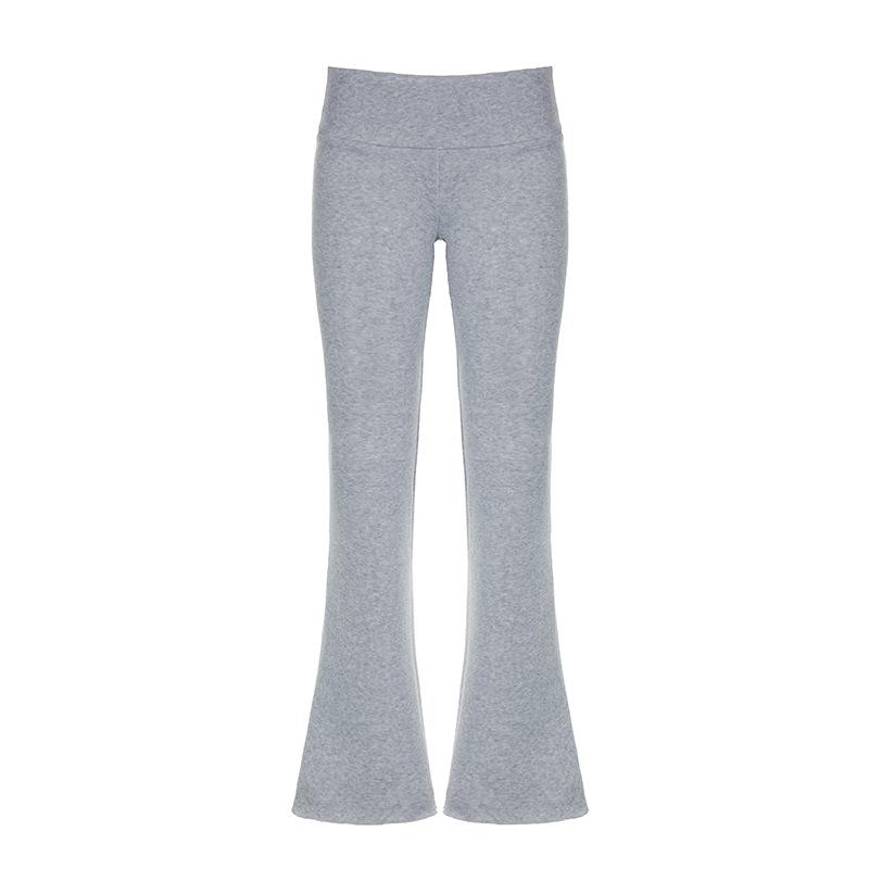 Осенние женские однотонные трикотажные повседневные спортивные брюки с высокой талией