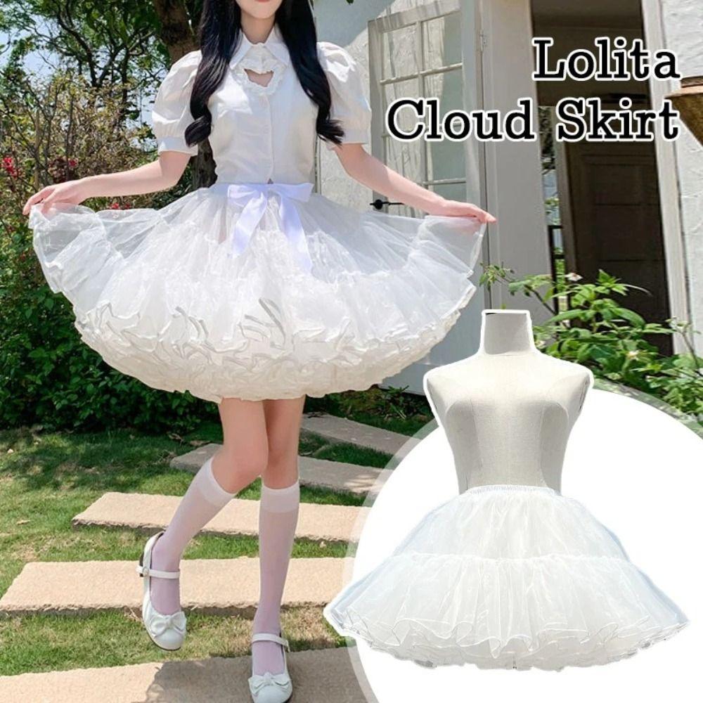 4 Layer White Petticoat Lolita Bottoms Skirt Support New Boneless Puffy Skirt