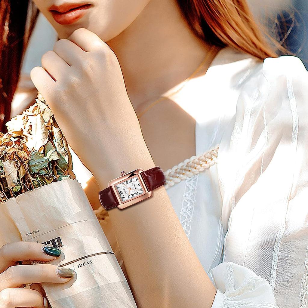 Пара часов Рим аналоговый дисплей квадратный антикварный стильный кожаный ремешок пара часов кварцевые часы водонепроницаемые коричневые модные аксессуары день рождения