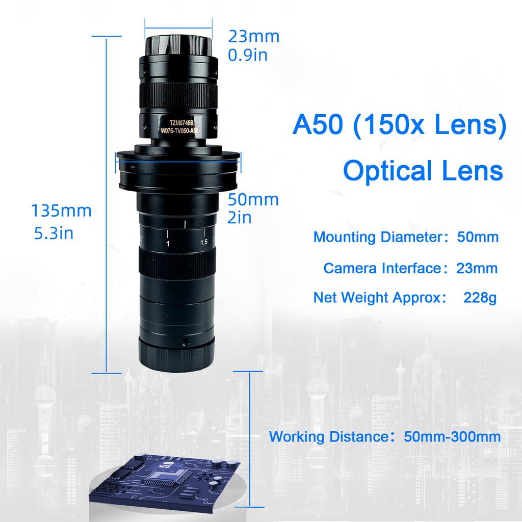 YIZHAN 130X 150X 180X Zoom C-Mount Lens Magnification Adjustable 25mm For Electron Video Microscope Accessories Monocular Camera