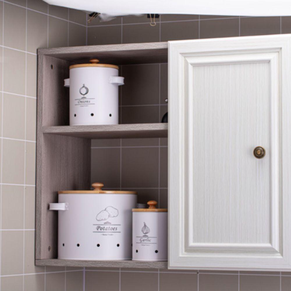 Carbon Steel Potato Onion Garlic Storage Jar Ventilation Holes Garlic Keeper Farmhouse