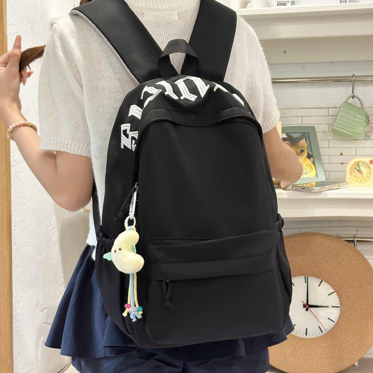 Schoolbag Lightweight and Simple Junior High School High School Backpack Solid Color Alphabet College Student Versatile Commuter Large Capacity