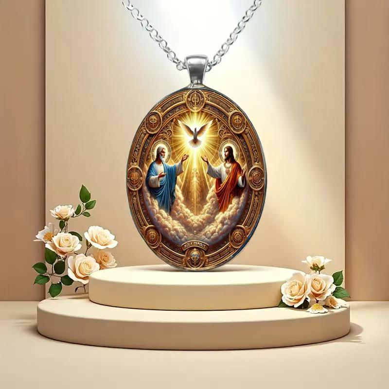 Христианский кулон-подвеска «Троица», Подвеска «Вера и мир», Подвеска из стекла «Камень времени», Унисекс