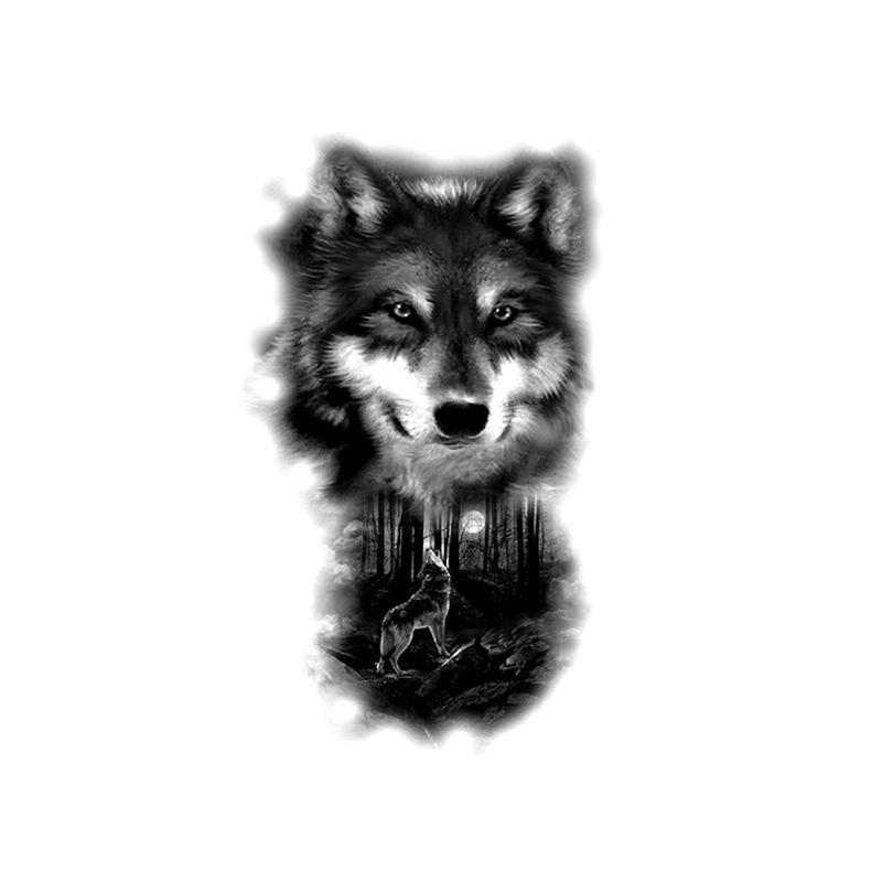 Голова тигра, голова волка, элемент татуировки, акварель, 3D, переносимый на воду, большой набор рисунков, водонепроницаемая наклейка для татуировки
