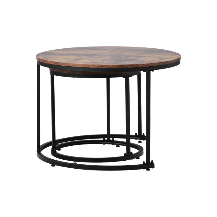 Table basse ronde - MUVOE - Lot de 2 - MDF - Métal - Design moderne