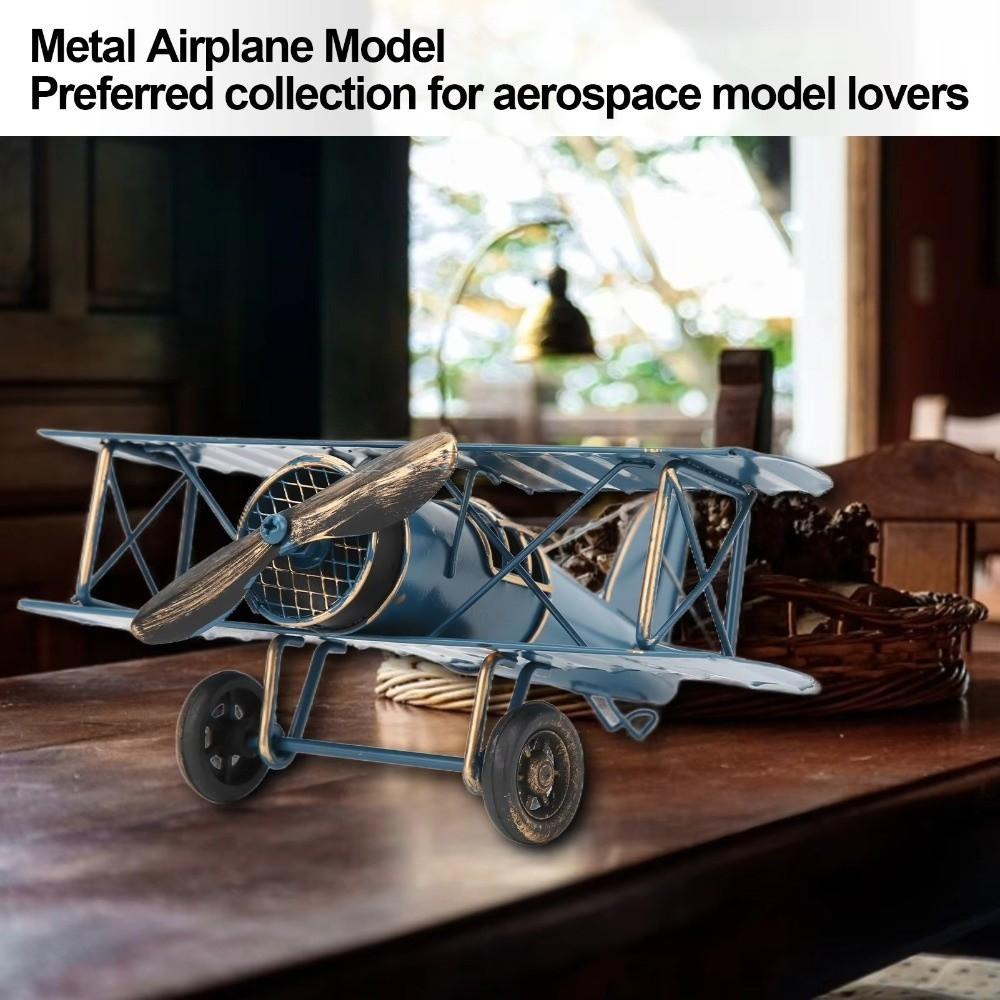 Wrought Iron Airplane Model Ornament Metal Construction Iron Aircraft Model Desktop Decor