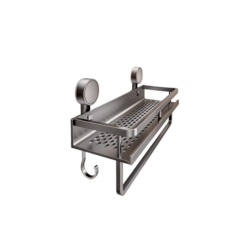 No Drilling Bathroom Shelf Aluminum Toilet Storage Rack Multifunctional Wall Shampoo Holder