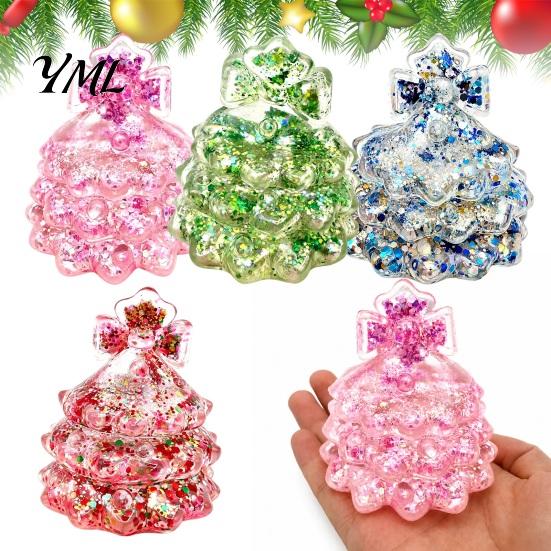 Tear Resistant Christmas Tree Toy Glitter Squeeze Toy, Xmas Sensory for Stress Relief, Slow Rise Mini Fidget Holiday Gift Kids Adults