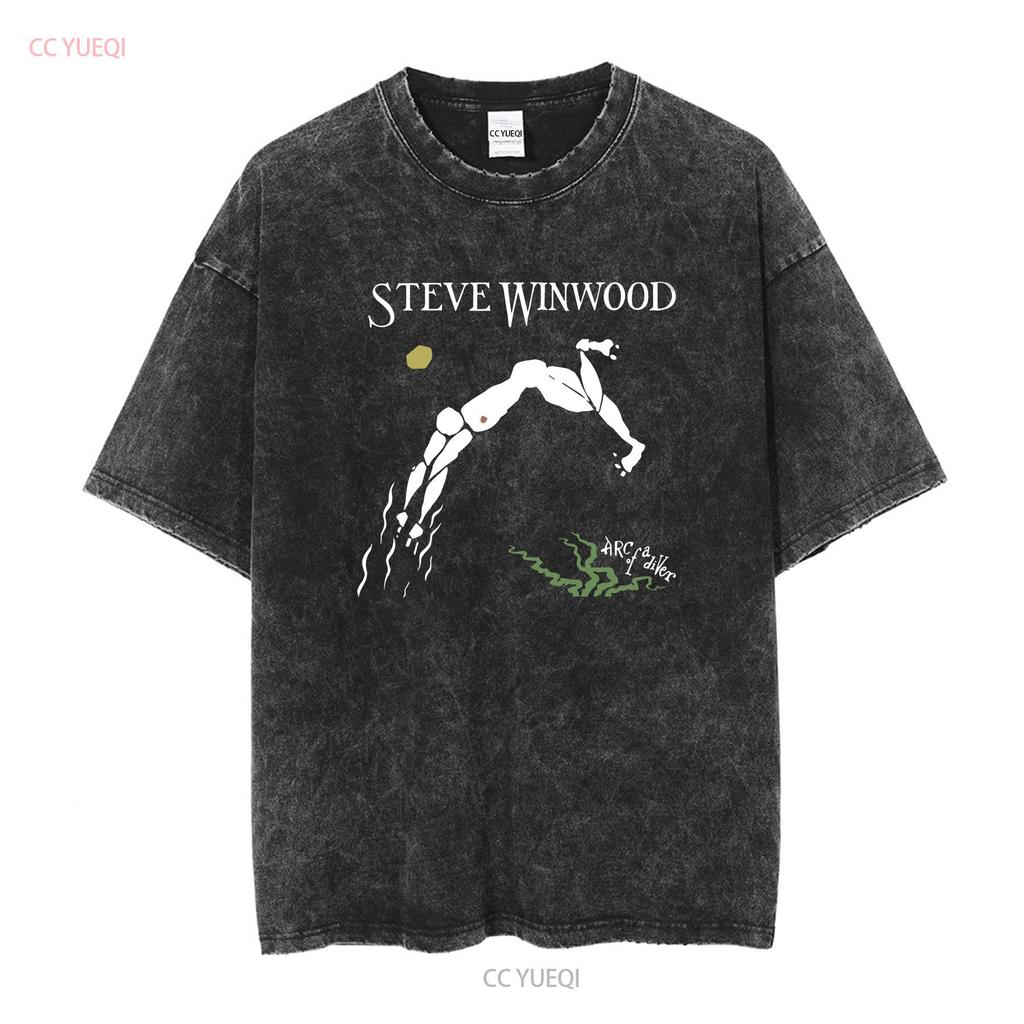 Vtg Steve Winwood Arc Of A Diver Heavy Cotton Black T Shirt For Men DI119 vintage Washed designer clothes Slightly streetwear
